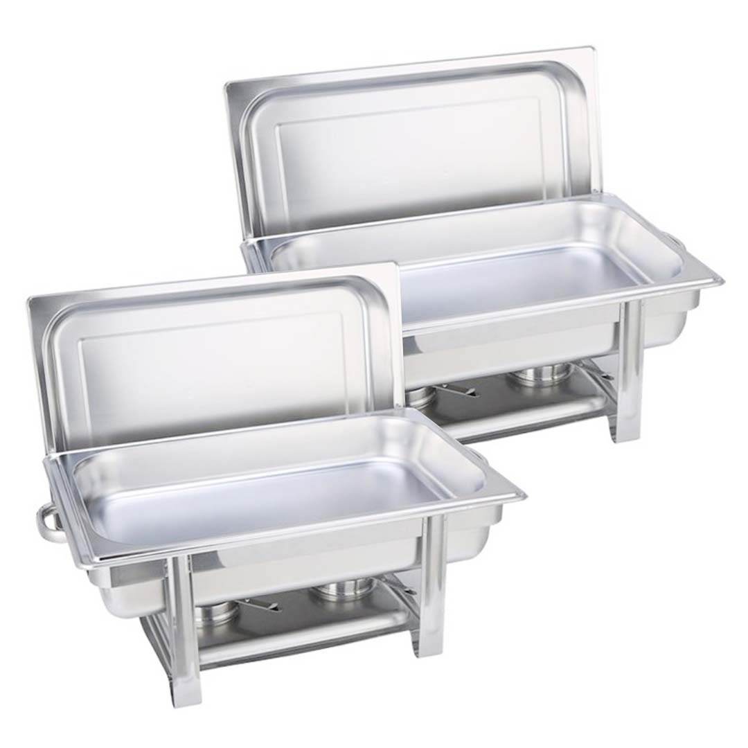 NNEAGS 2X Single Tray Stainless Steel Chafing Catering Dish Food Warmer-0