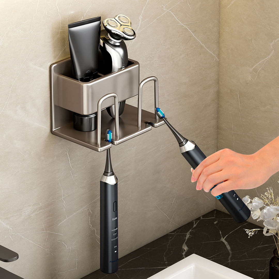 NNEAGS 15cm Wall-Mounted Bathroom Storage Organiser Space Saving Adhesive Shelf Rack-2