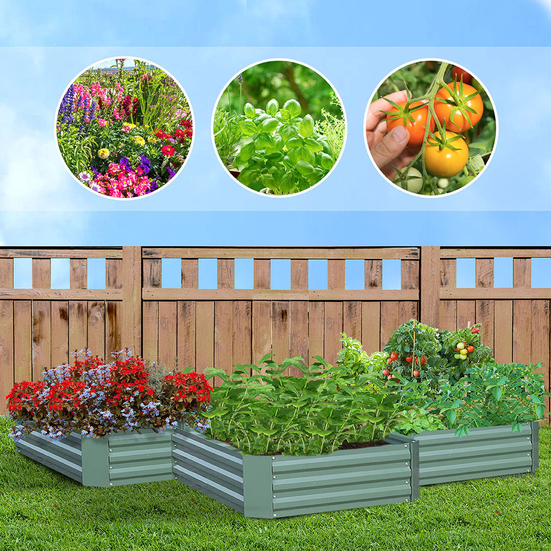 NNEAGS 2X 120X90cm Rectangle Galvanised Raised Garden Bed Vegetable Herb Flower Outdoor Planter Box-2