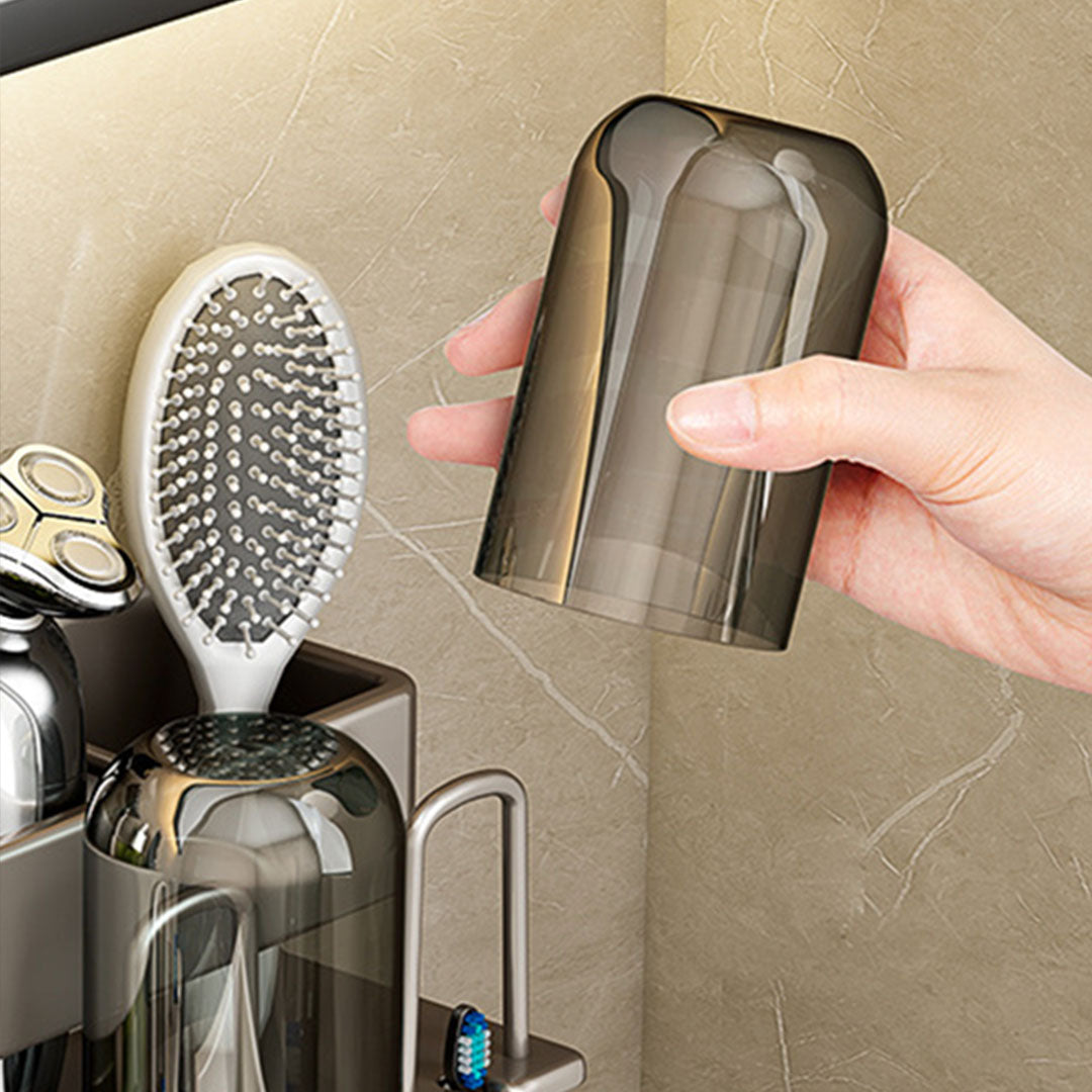 NNEAGS 15cm Wall-Mounted Bathroom Storage Organiser Space Saving Adhesive Shelf Rack-4