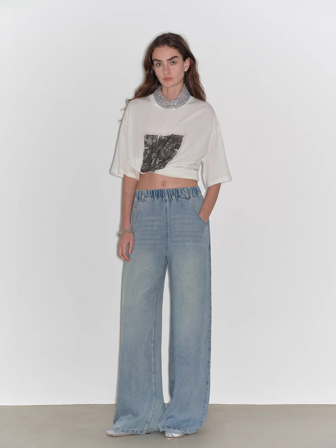 "Dream Street" Cool Lyocell Denim Drape Relaxed Elastic Waist Straight Leg Wide Leg Pants Summer-0