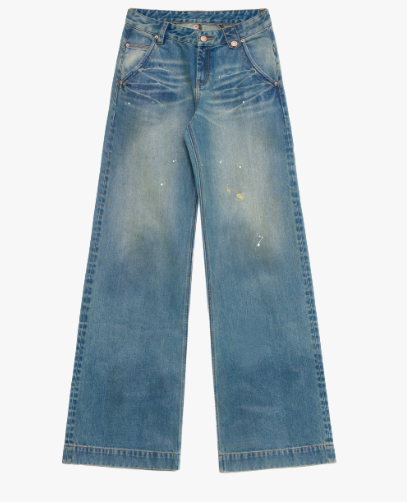 "Climber" leather-coated distressed straight low-rise cotton denim trousers for spring-5
