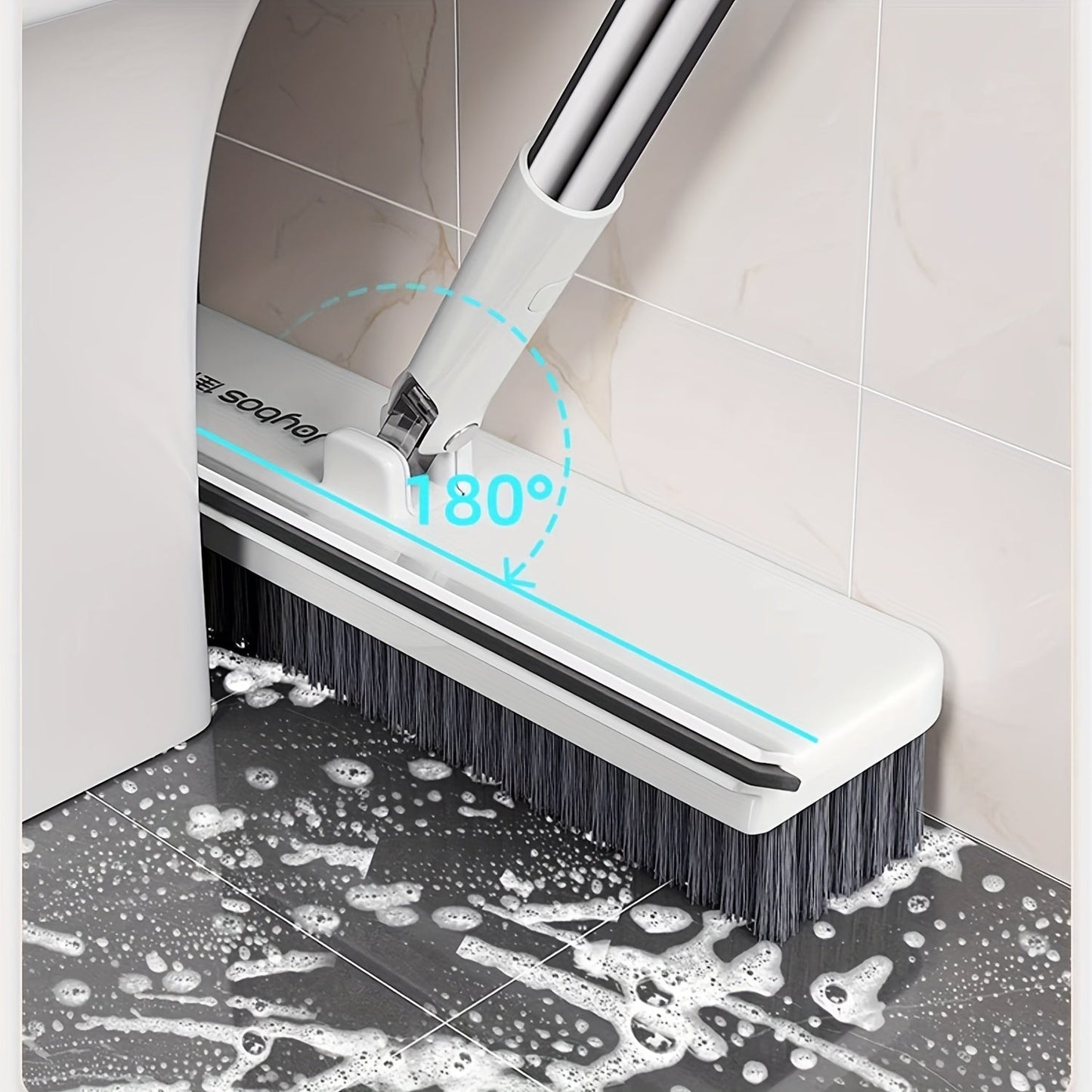 NNETM 2-in-1 Heavy-Duty Floor Scrub Brush with Long Handle-2