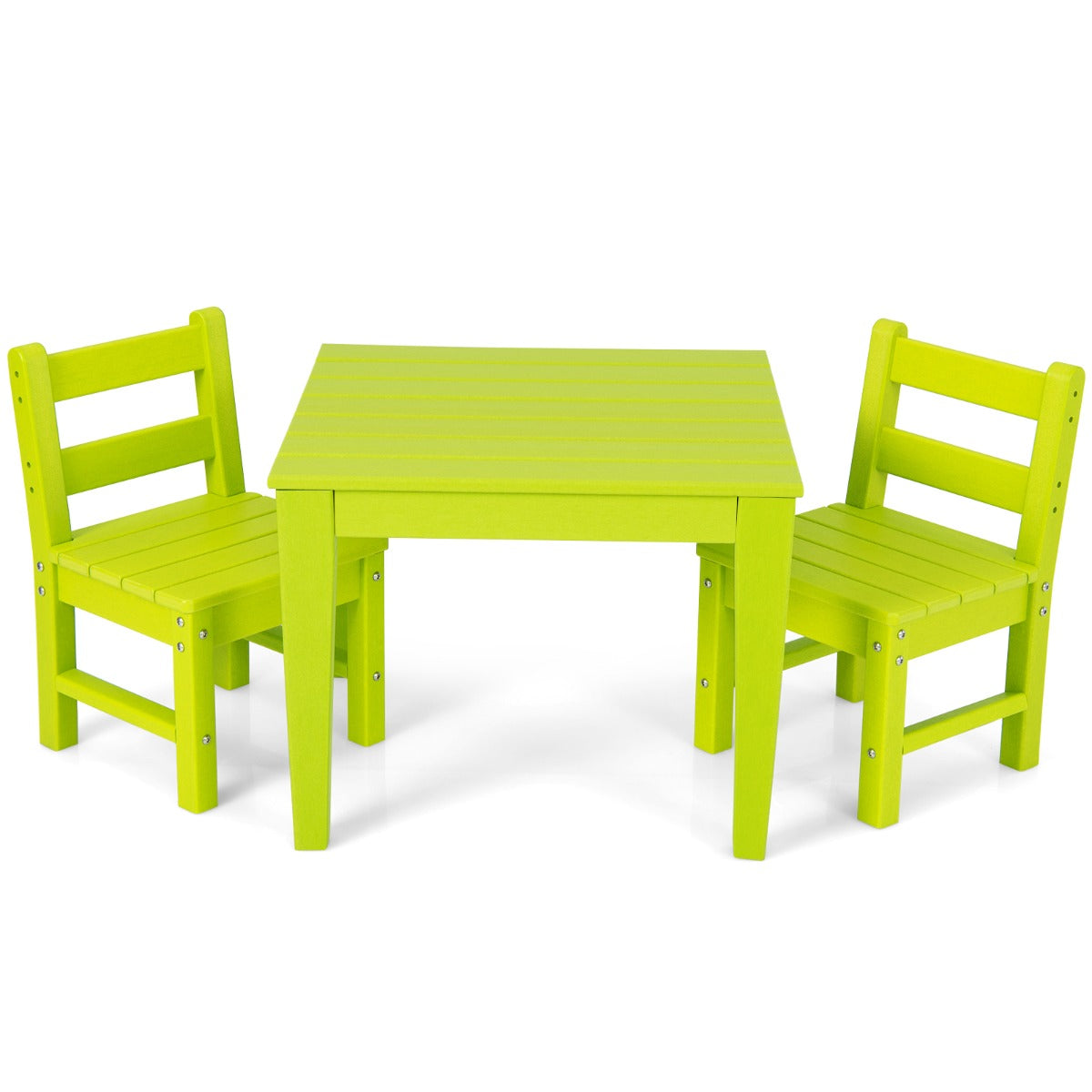 NNECW 3-Piece All-Weather Kids Table & Chairs Set for Home & Backyard-Green-1