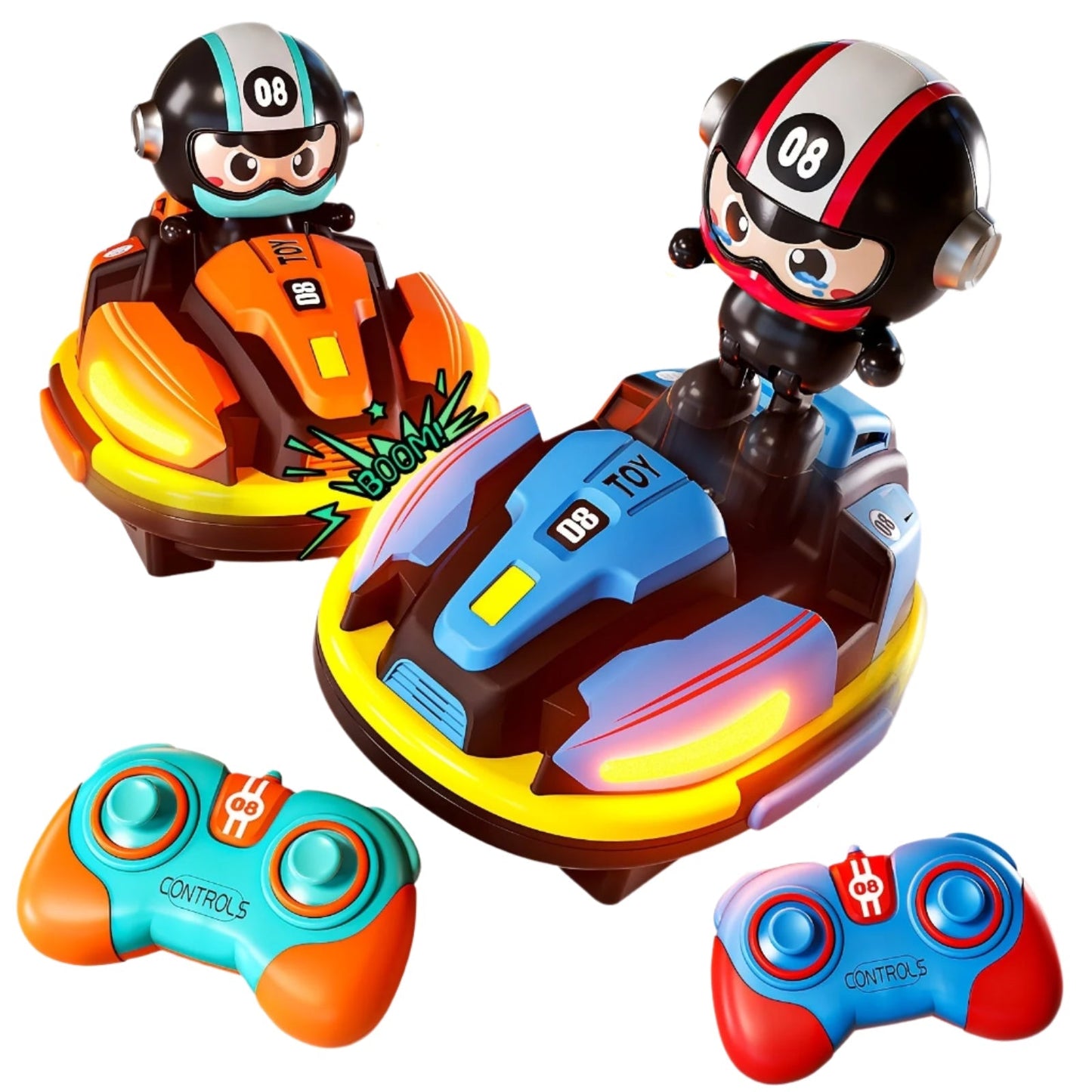 Remote Control Dual Bumper Cars Set with Lights-0