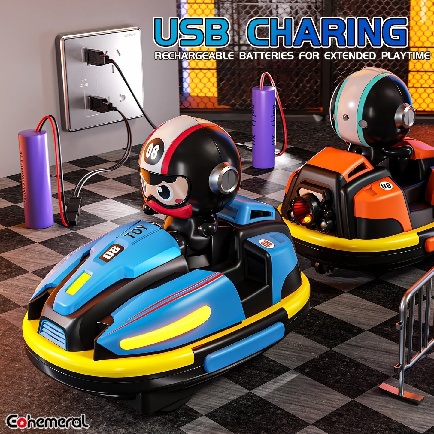 Remote Control Dual Bumper Cars Set with Lights-3