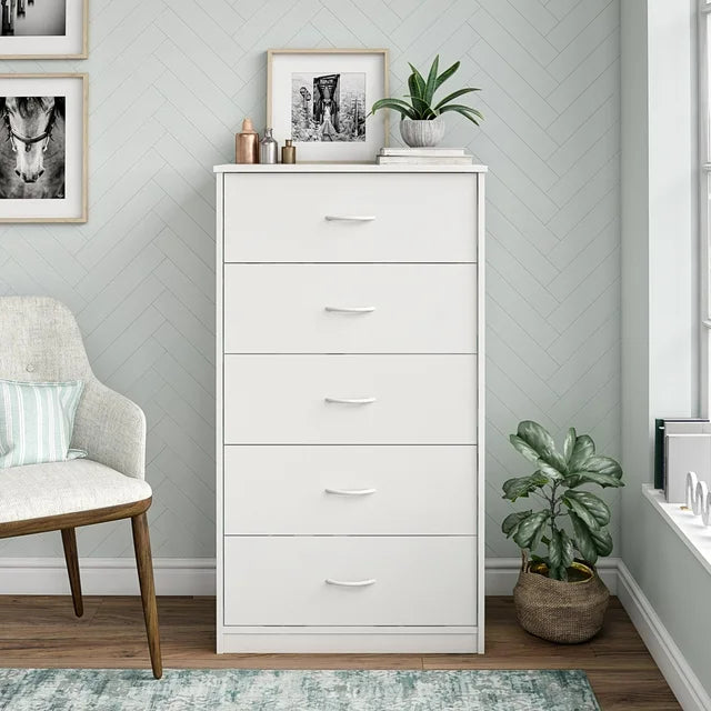 NNECN Classic Elegance: Five-Drawer Chest for Organized Living-2