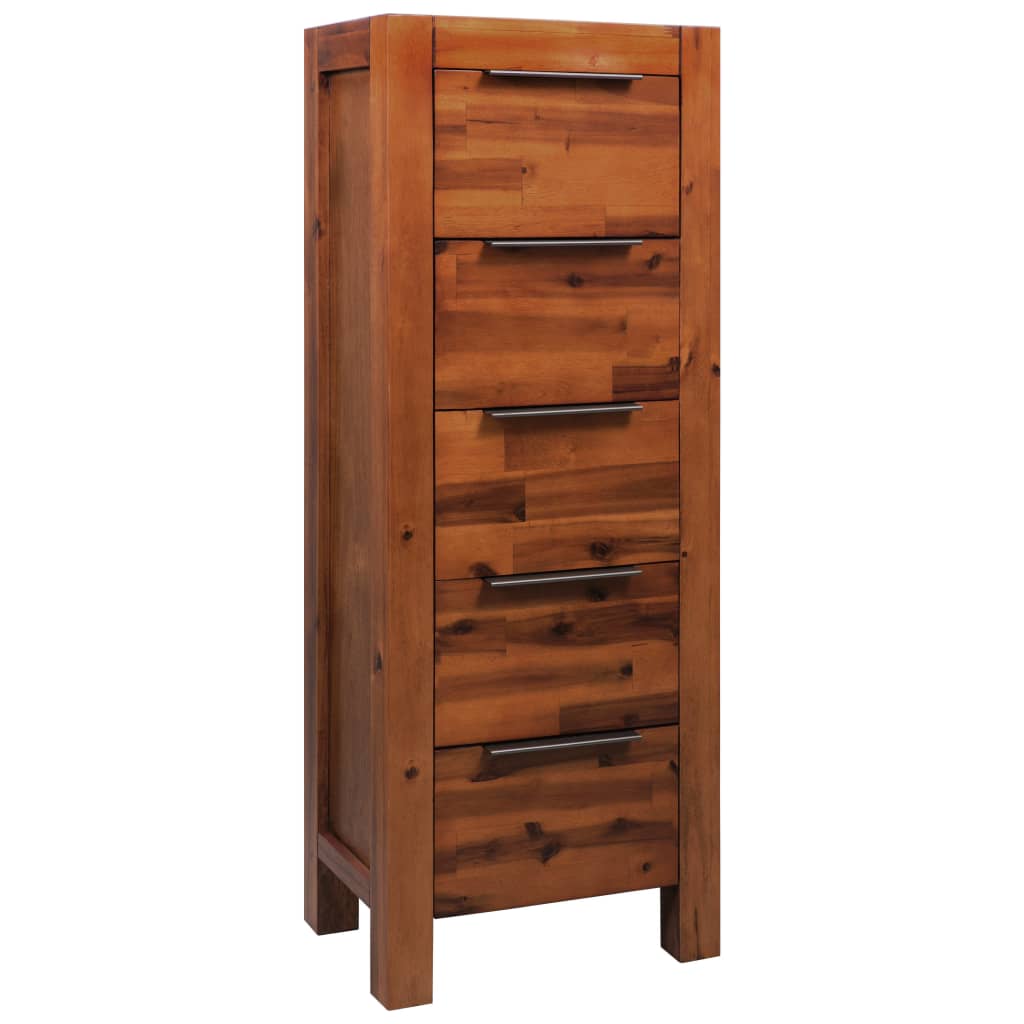 NNEVL Chest of Drawers Solid Acacia Wood 45x32x115 cm-0