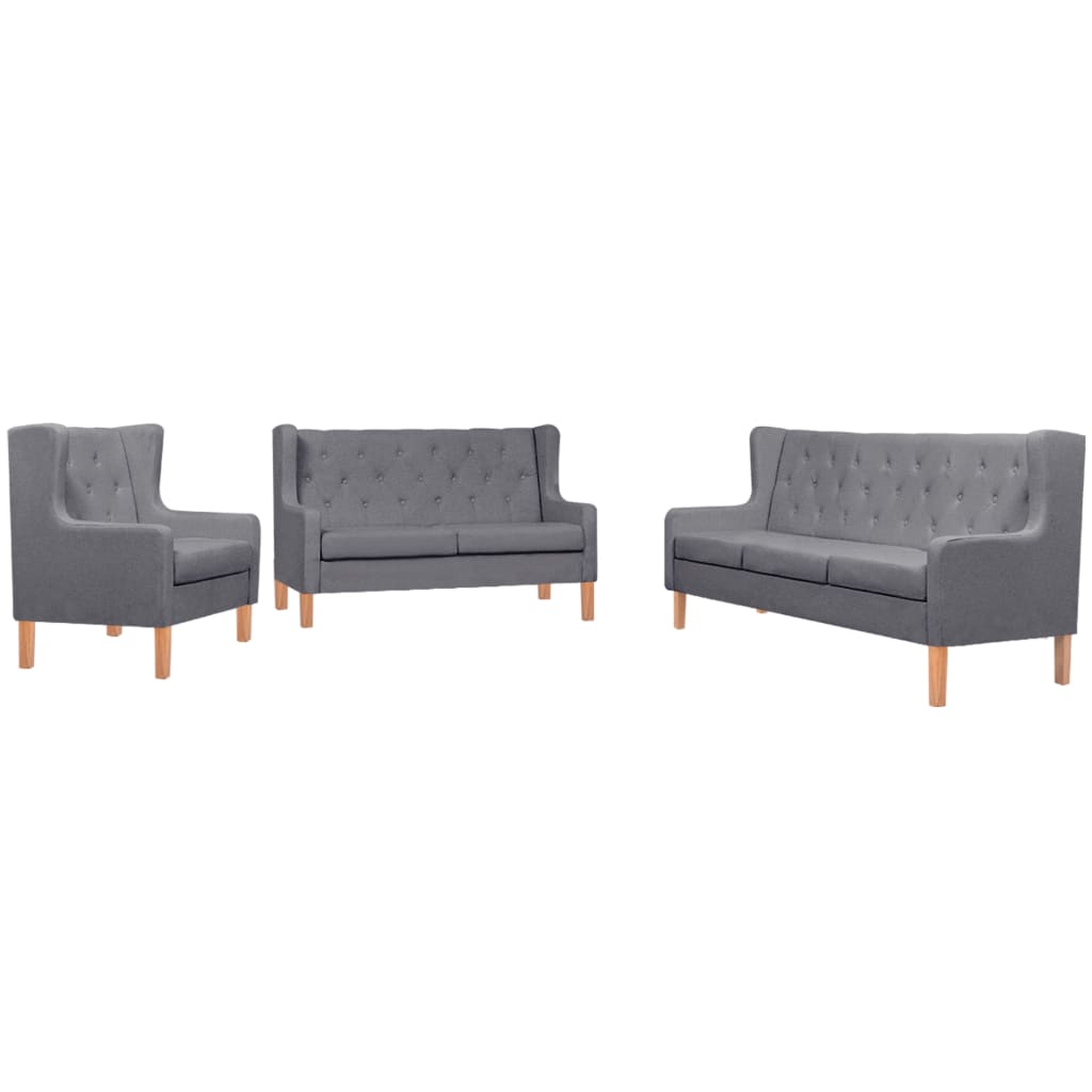 NNEVL Sofa Set 3 Pieces Fabric Grey-0