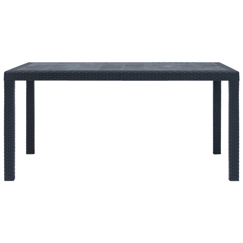 NNEVL Garden Table Anthracite 150x90x72 cm Plastic Rattan Look-1