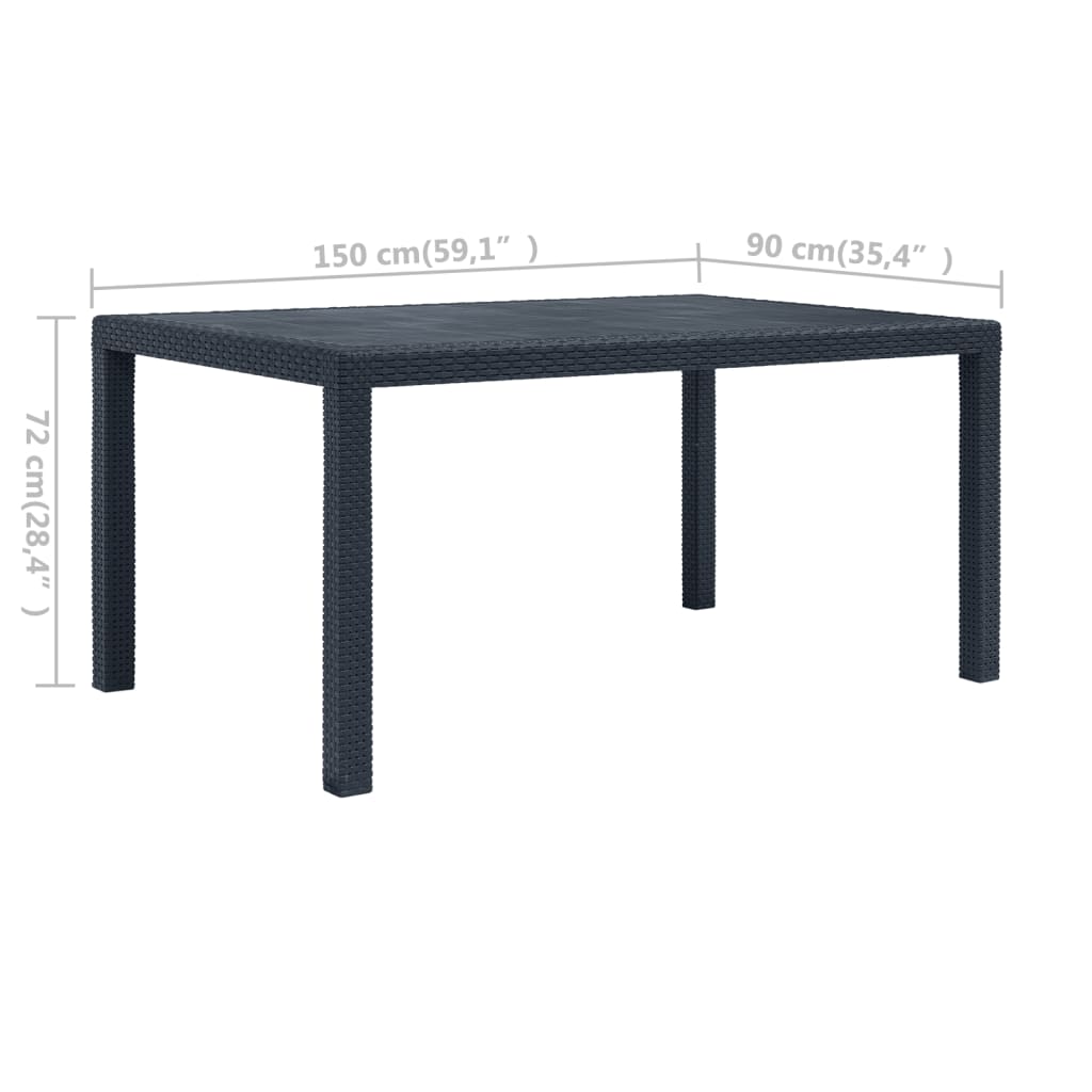 NNEVL Garden Table Anthracite 150x90x72 cm Plastic Rattan Look-4