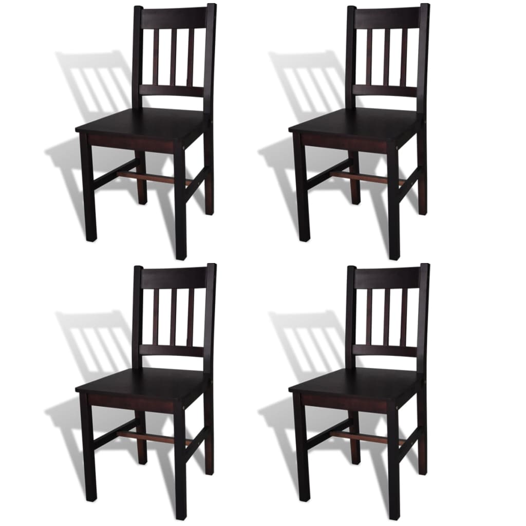 NNEVL Dining Chairs 4 pcs Dark Brown Pinewood-0