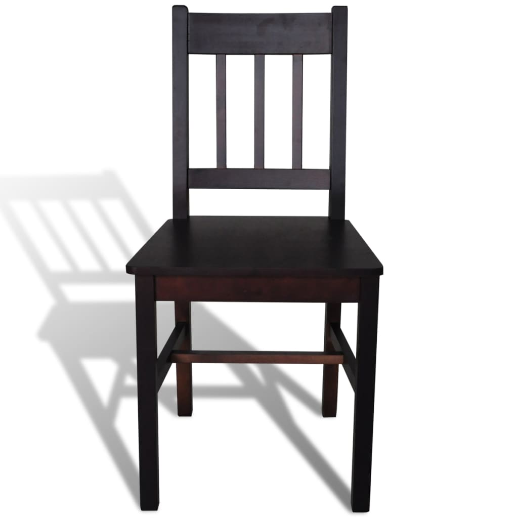 NNEVL Dining Chairs 4 pcs Dark Brown Pinewood-2