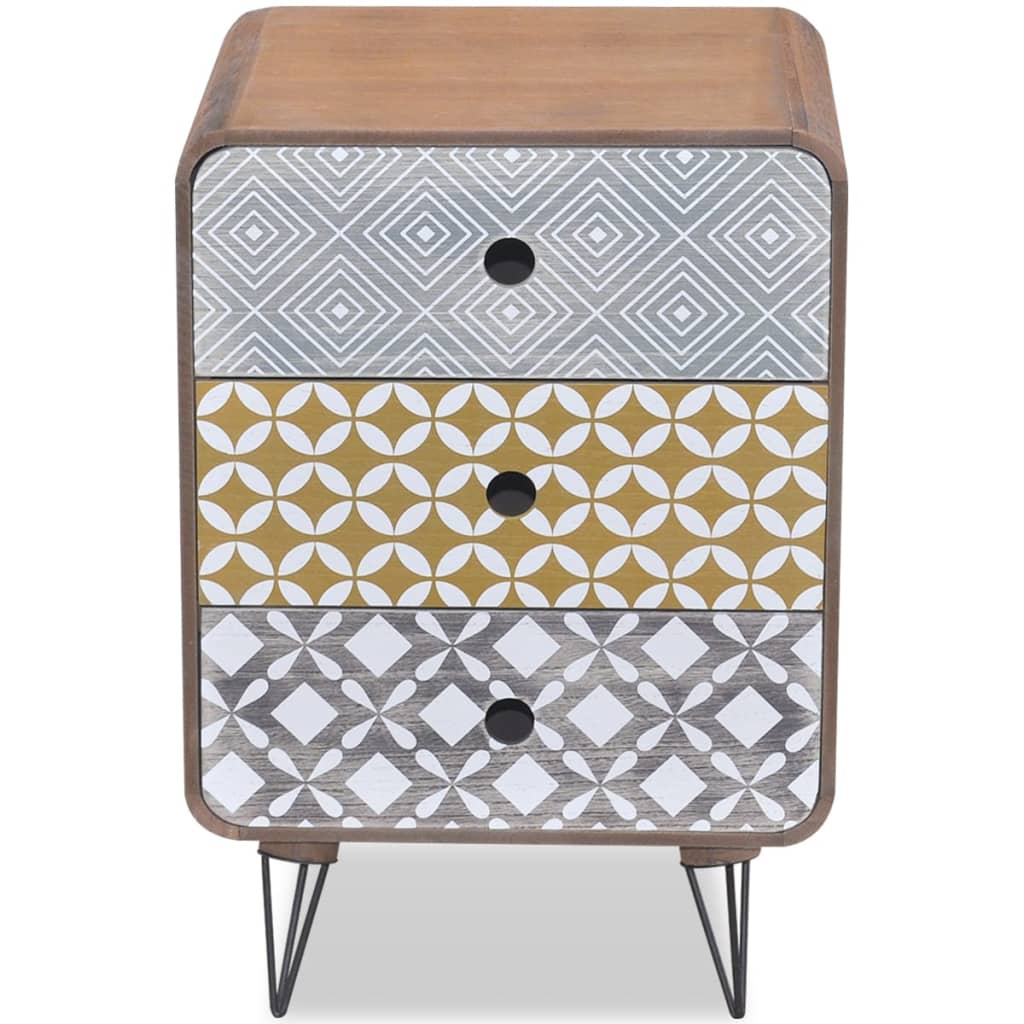 NNEVL Side Cabinet with 3 Drawers Brown-2