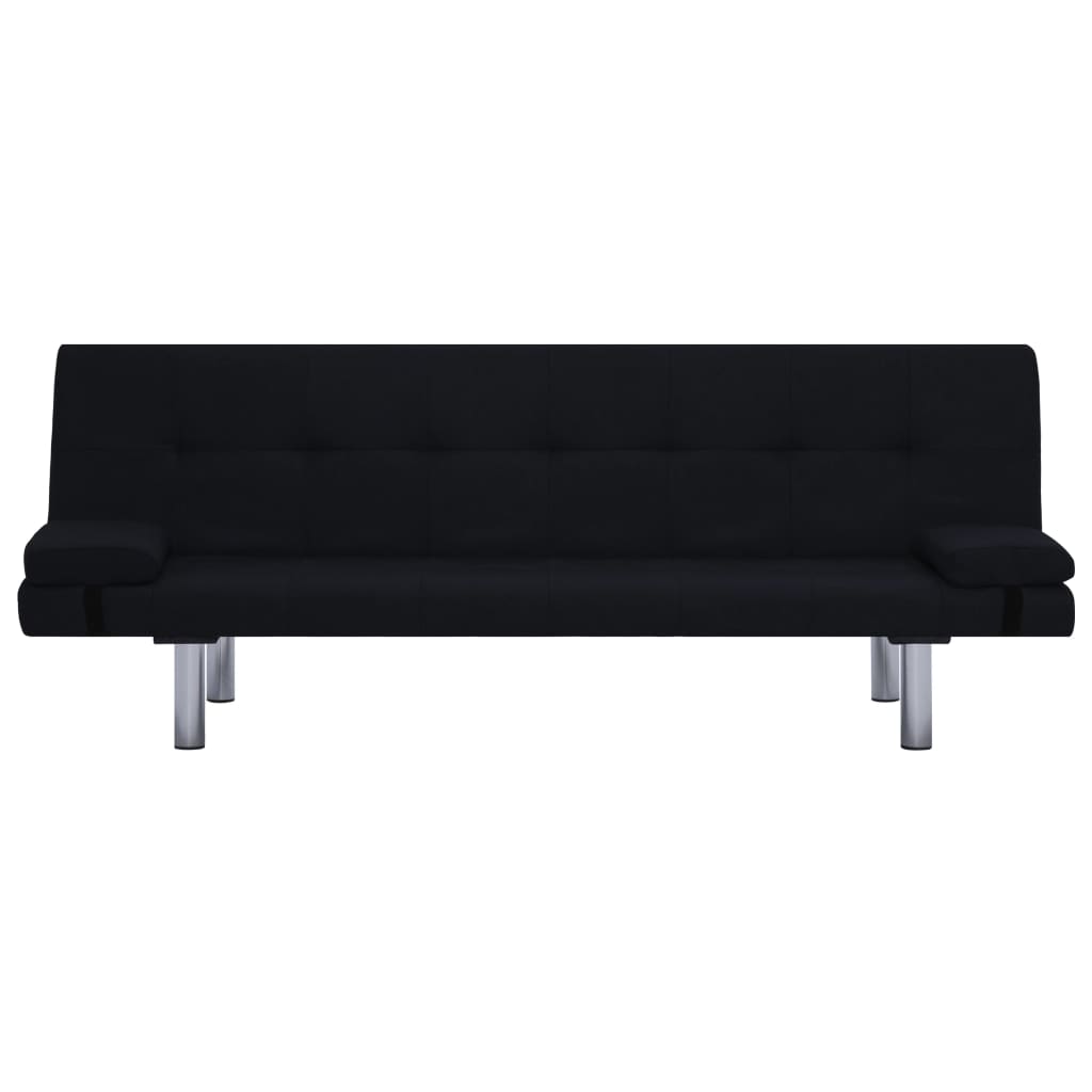 NNEVL Sofa Bed with Two Pillows Black Polyester-4