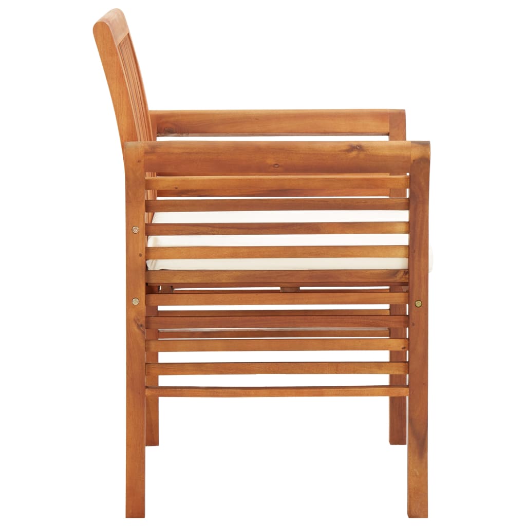 NNEVL Garden Dining Chair with Cushion Solid Acacia Wood-2