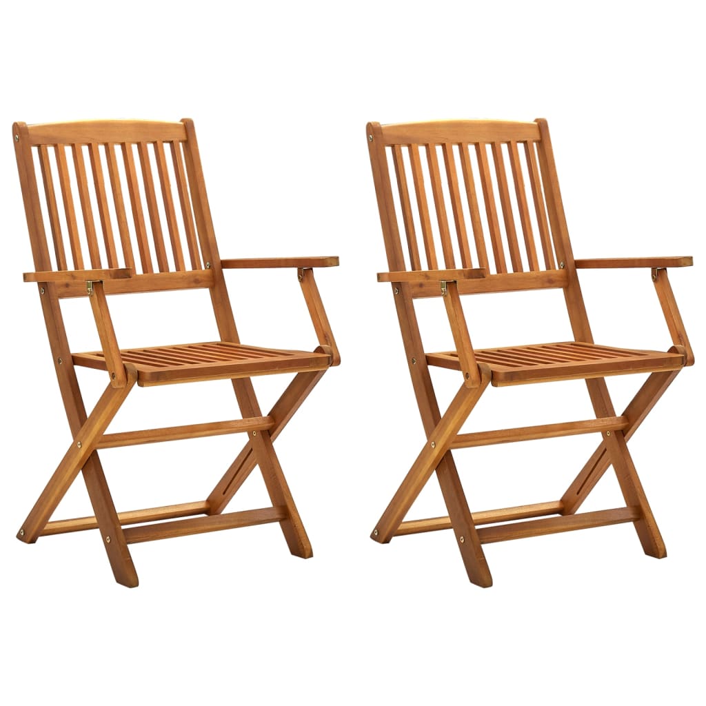 NNEVL Folding Outdoor Chairs 2 pcs Solid Acacia Wood-0