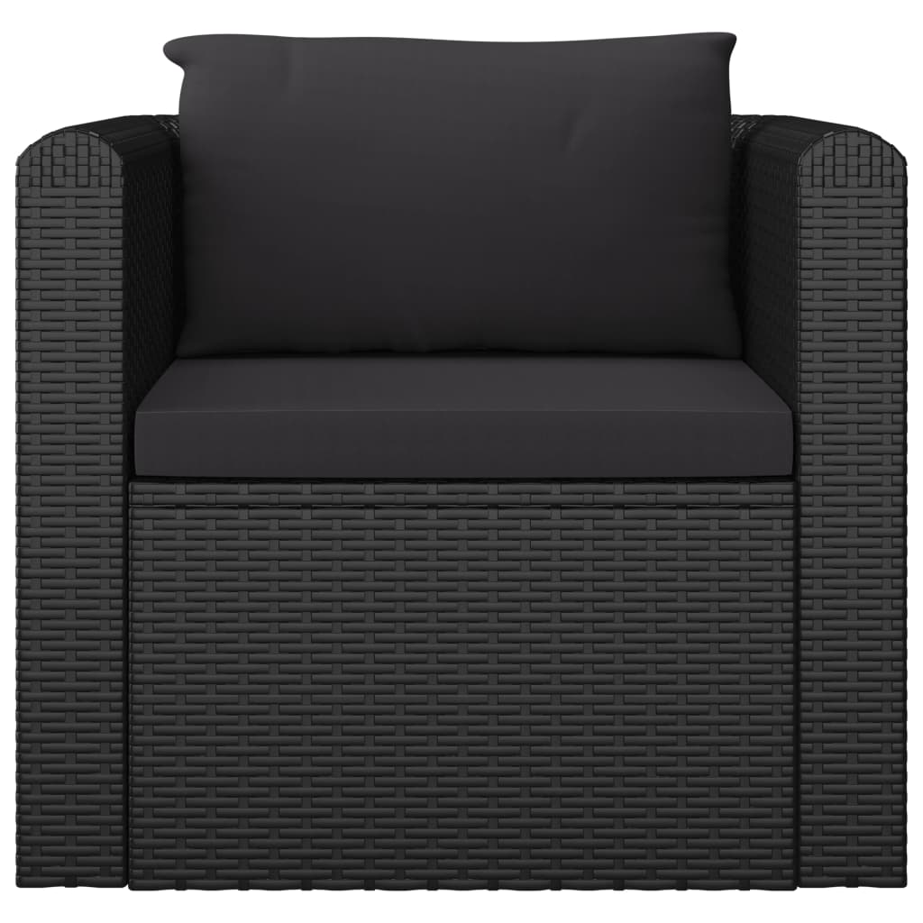 NNEVL Single Sofa with Cushions Poly Rattan Black-1