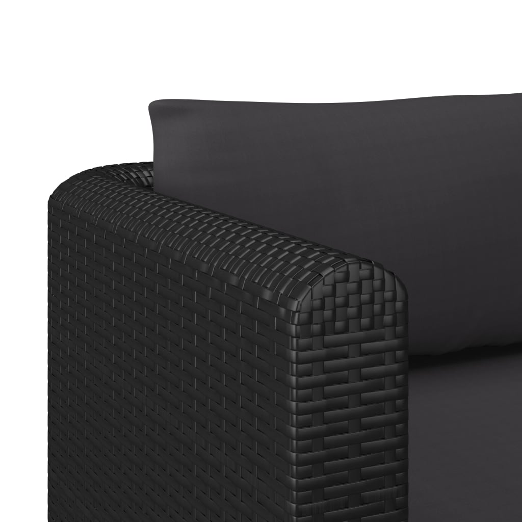NNEVL Single Sofa with Cushions Poly Rattan Black-4