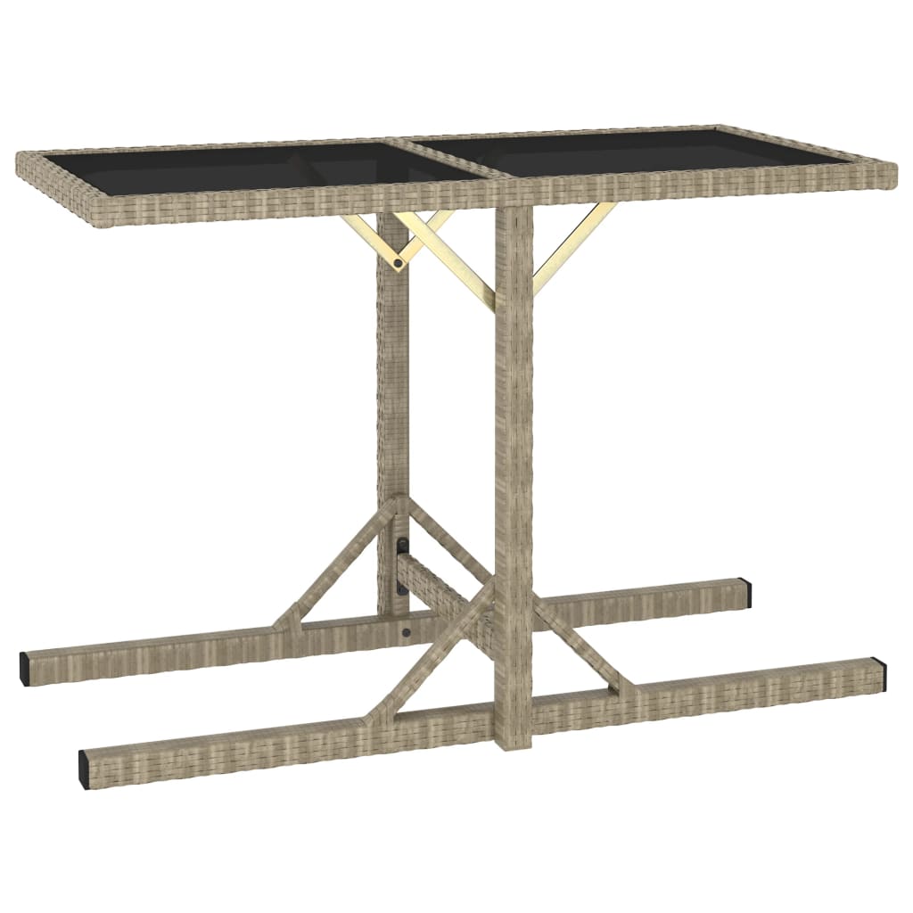 NNEVL Garden Table Grey 190x90x75 cm Poly Rattan and Solid Acacia Wood-0