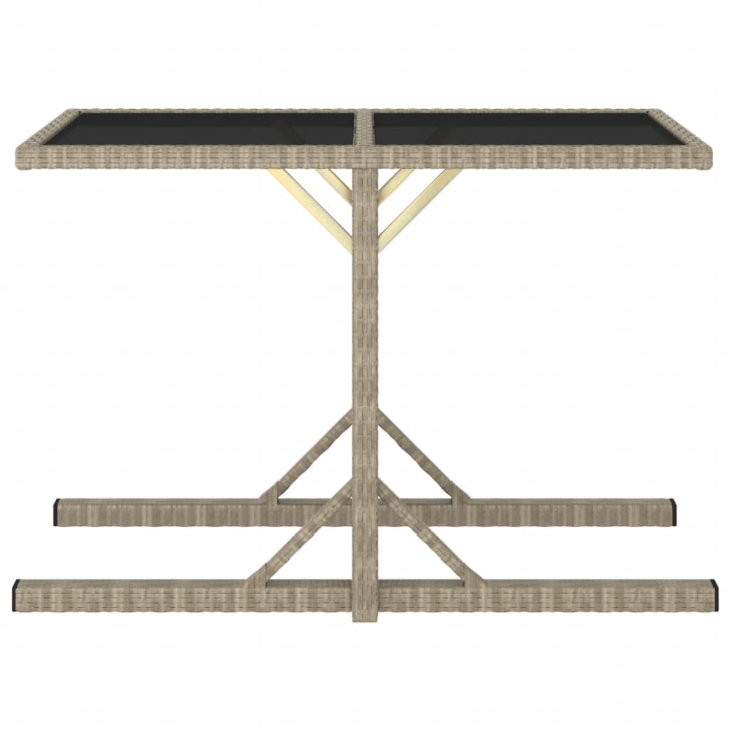 NNEVL Garden Table Grey 190x90x75 cm Poly Rattan and Solid Acacia Wood-1