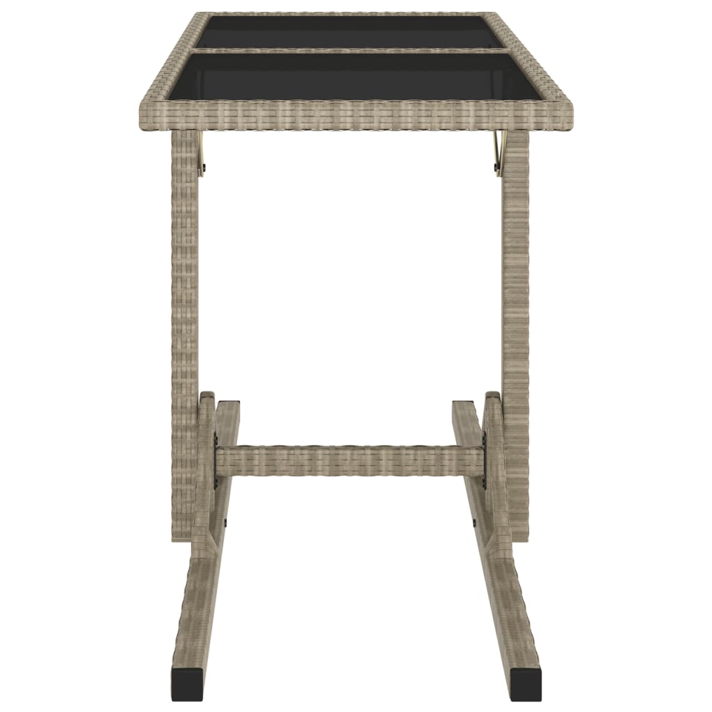 NNEVL Garden Table Grey 190x90x75 cm Poly Rattan and Solid Acacia Wood-2