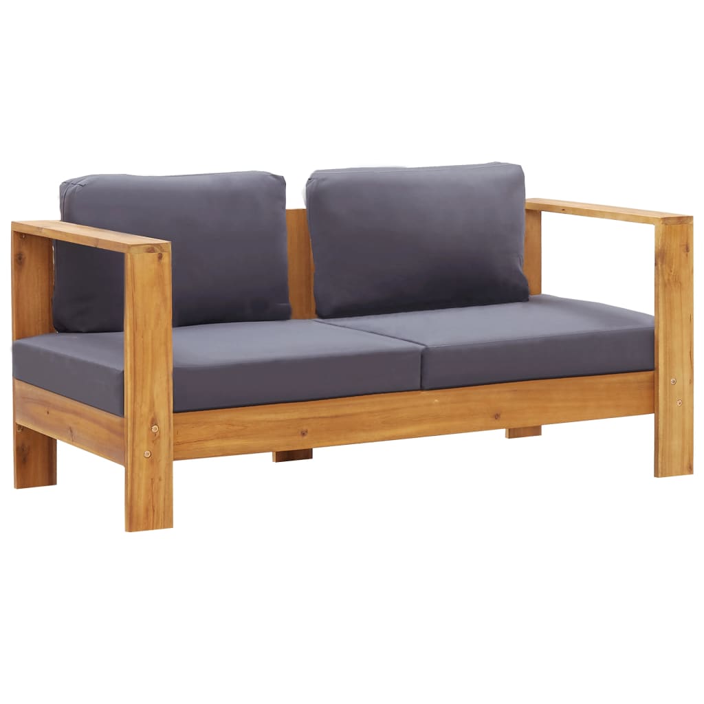NNEVL Garden Sofa Bench with Cushions 140 cm Solid Acacia Wood Grey-0