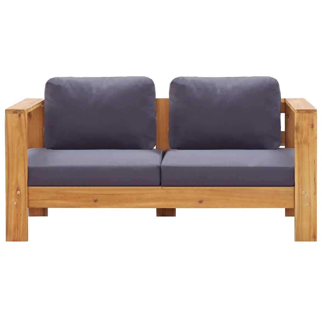 NNEVL Garden Sofa Bench with Cushions 140 cm Solid Acacia Wood Grey-1