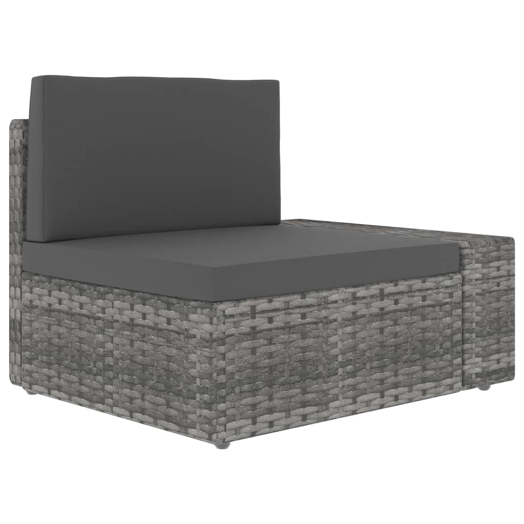 NNEVL Sectional Corner Sofa with Left Armrest Poly Rattan Grey-0