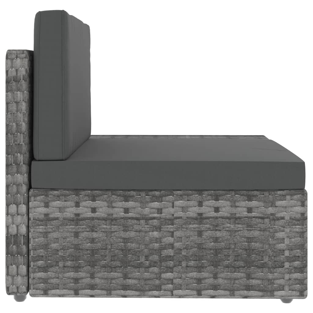 NNEVL Sectional Corner Sofa with Left Armrest Poly Rattan Grey-1