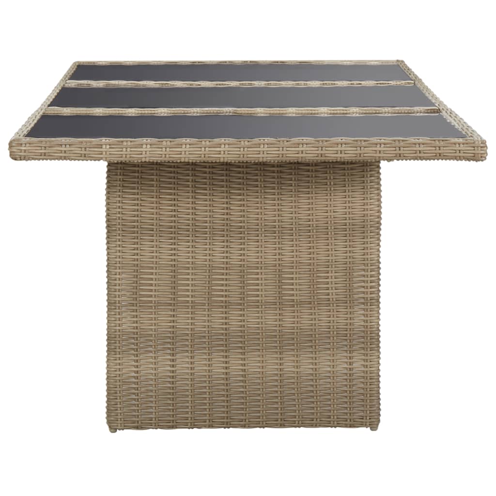 NNEVL Garden Dining Table Brown 200x100x74 cm Glass and Poly Rattan-2