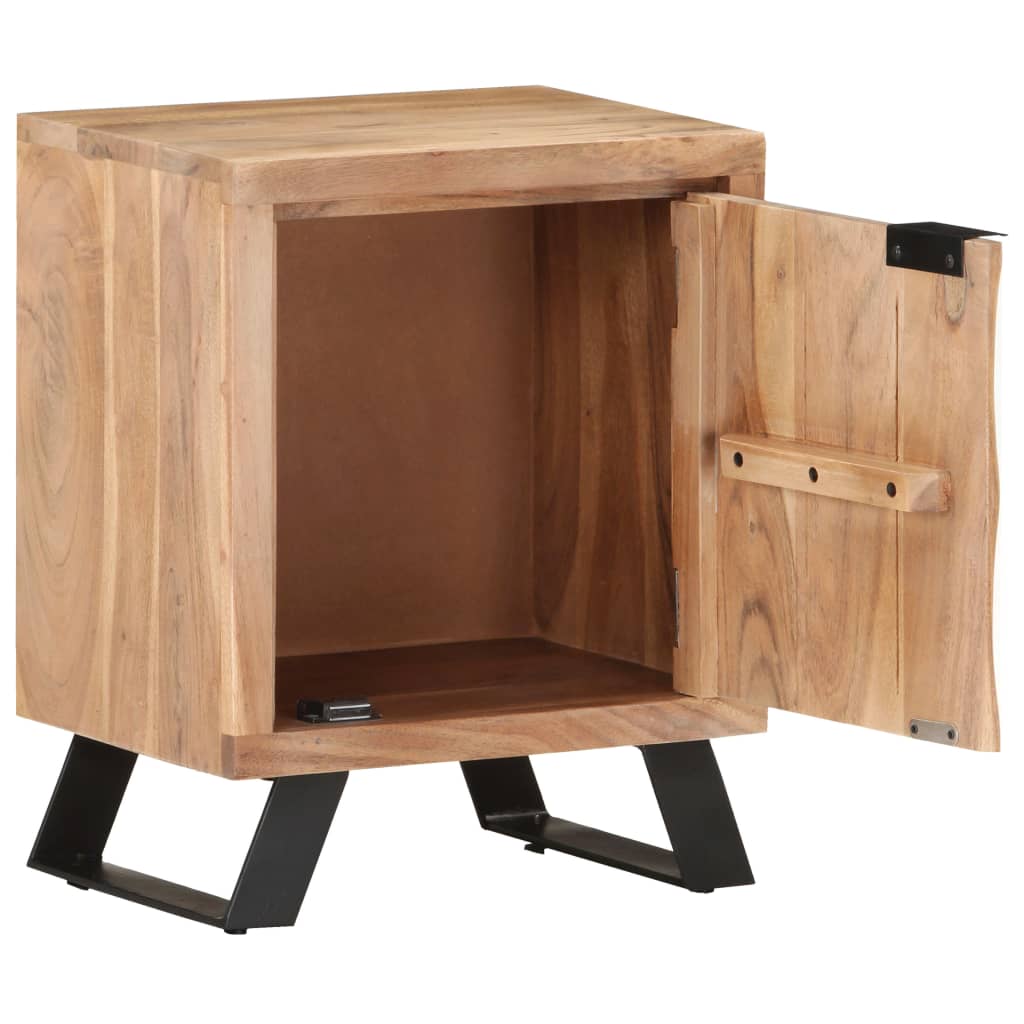 NNEVL Bedside Cabinet 40x30x50 cm Solid Acacia Wood with Live Edges-1