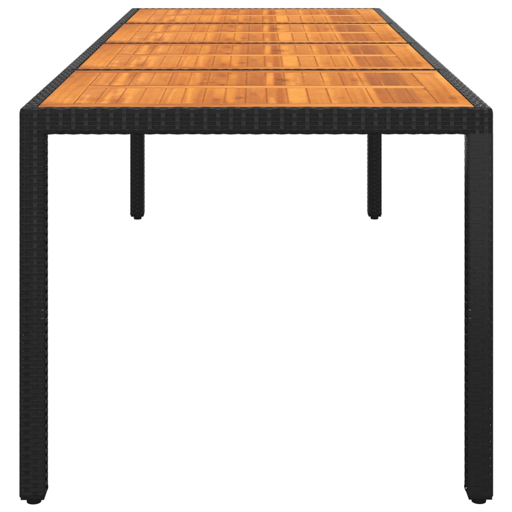 NNEVL Garden Table 250x100x75 cm Acacia Wood and Poly Rattan Black-1