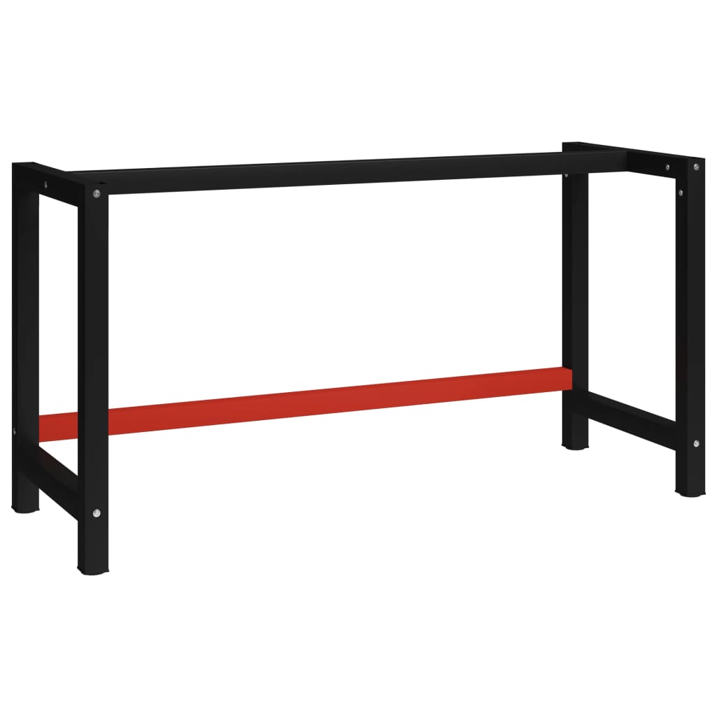 NNEVL Work Bench Frame Metal 150x57x79 cm Black and Red-0