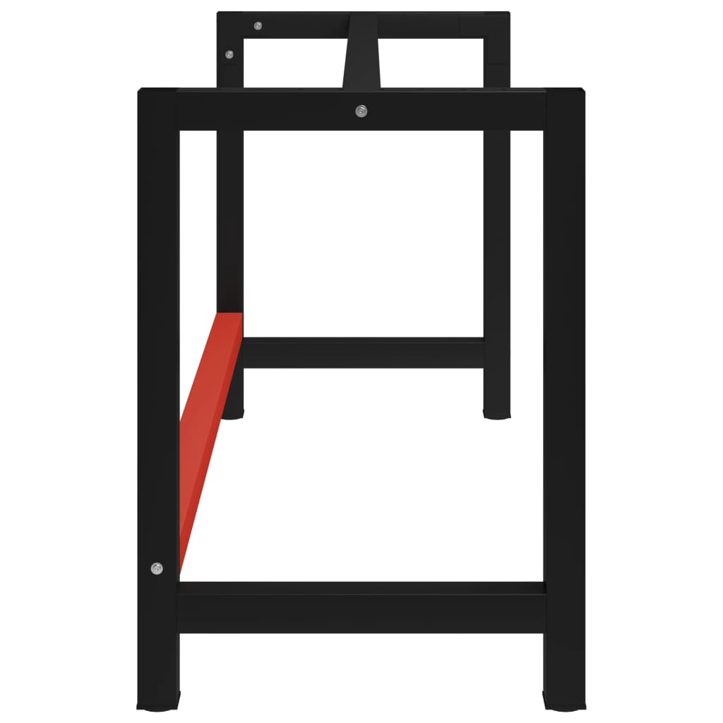 NNEVL Work Bench Frame Metal 150x57x79 cm Black and Red-2