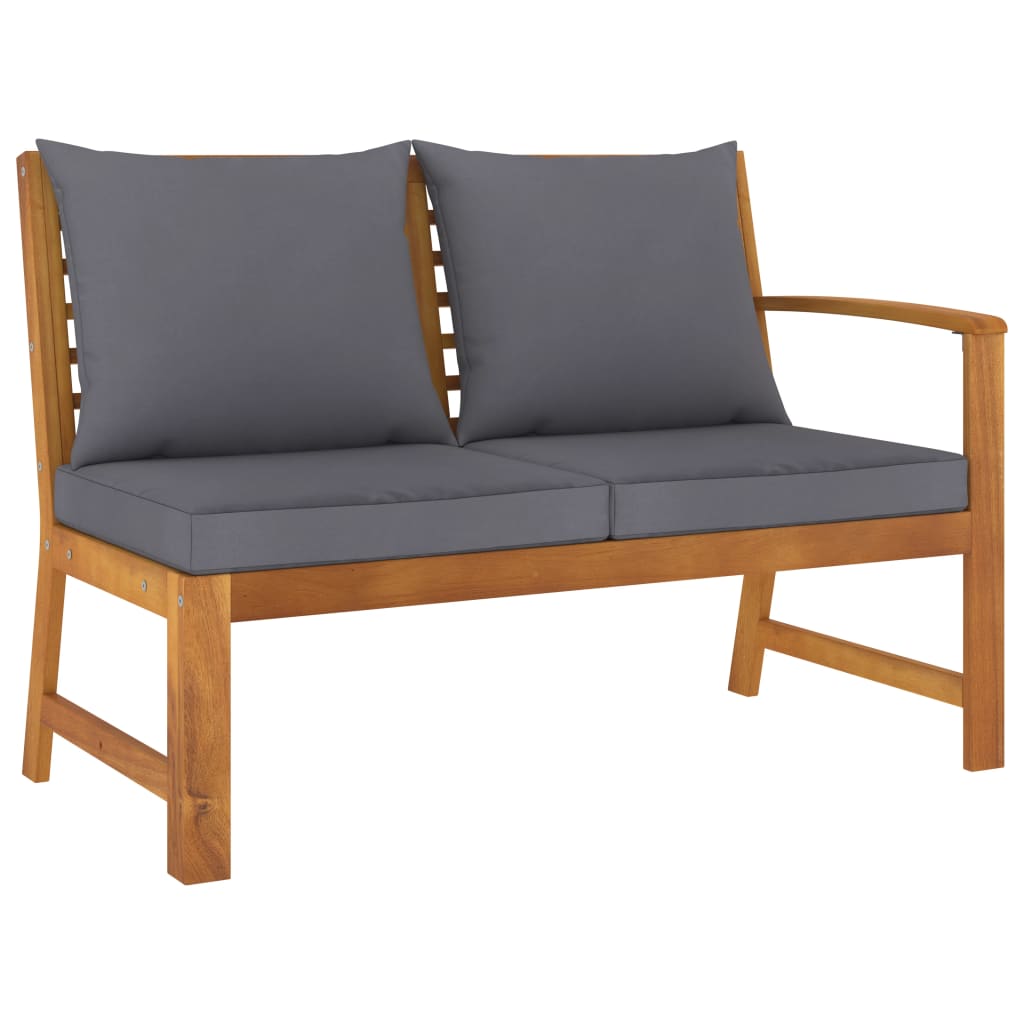 NNEVL Garden Bench 114.5 cm with Dark Grey Cushion Solid Acacia Wood-0