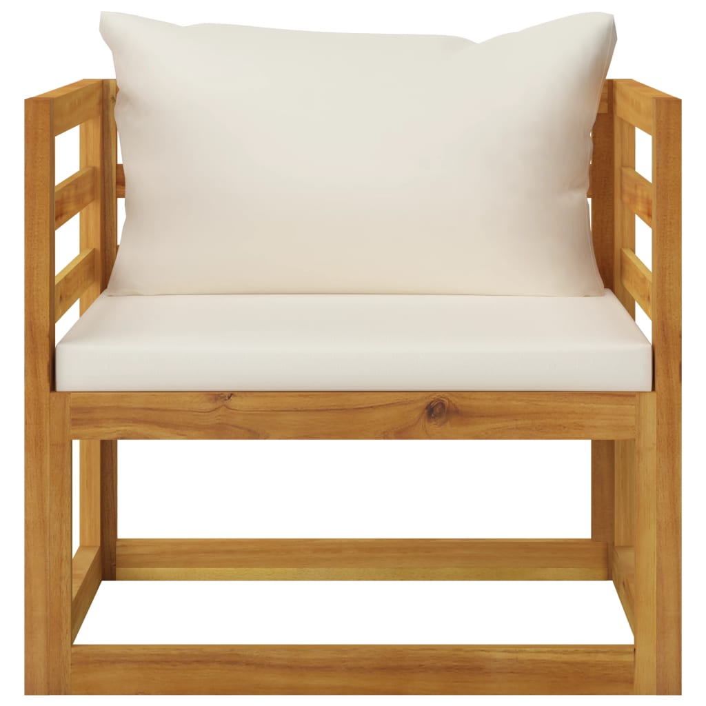 NNEVL Garden Chair with Cream Cushions Solid Acacia Wood