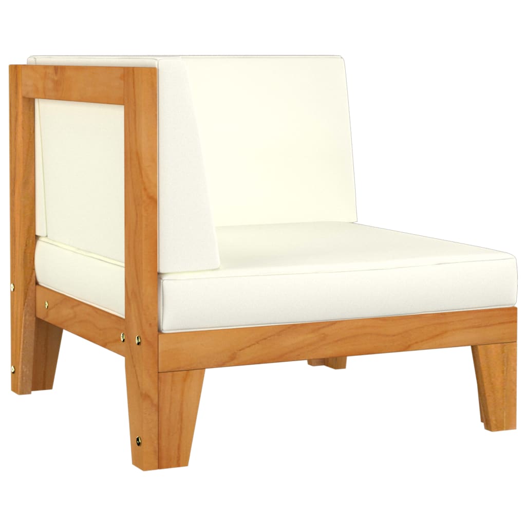 NNEVL Sectional Corner Sofa & Cream White Cushions Solid Acacia Wood-0