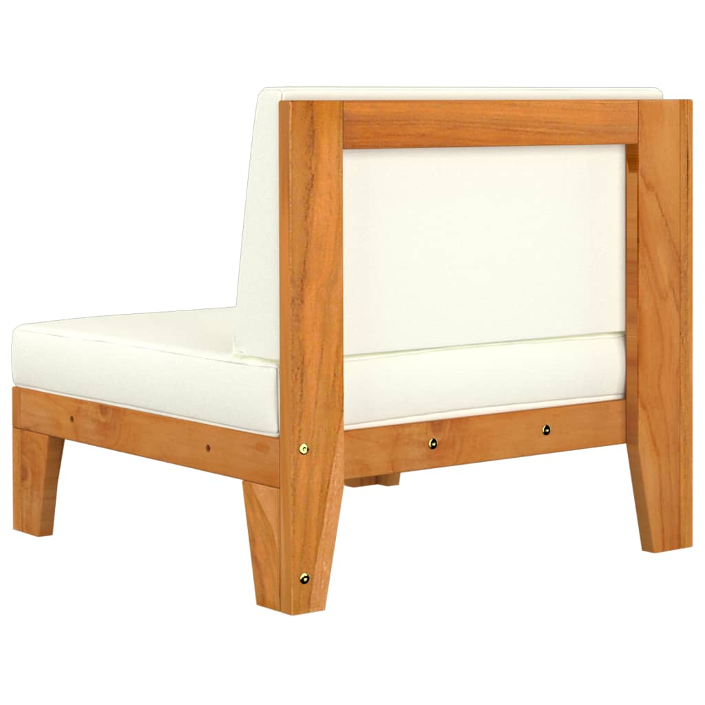 NNEVL Sectional Corner Sofa & Cream White Cushions Solid Acacia Wood-3