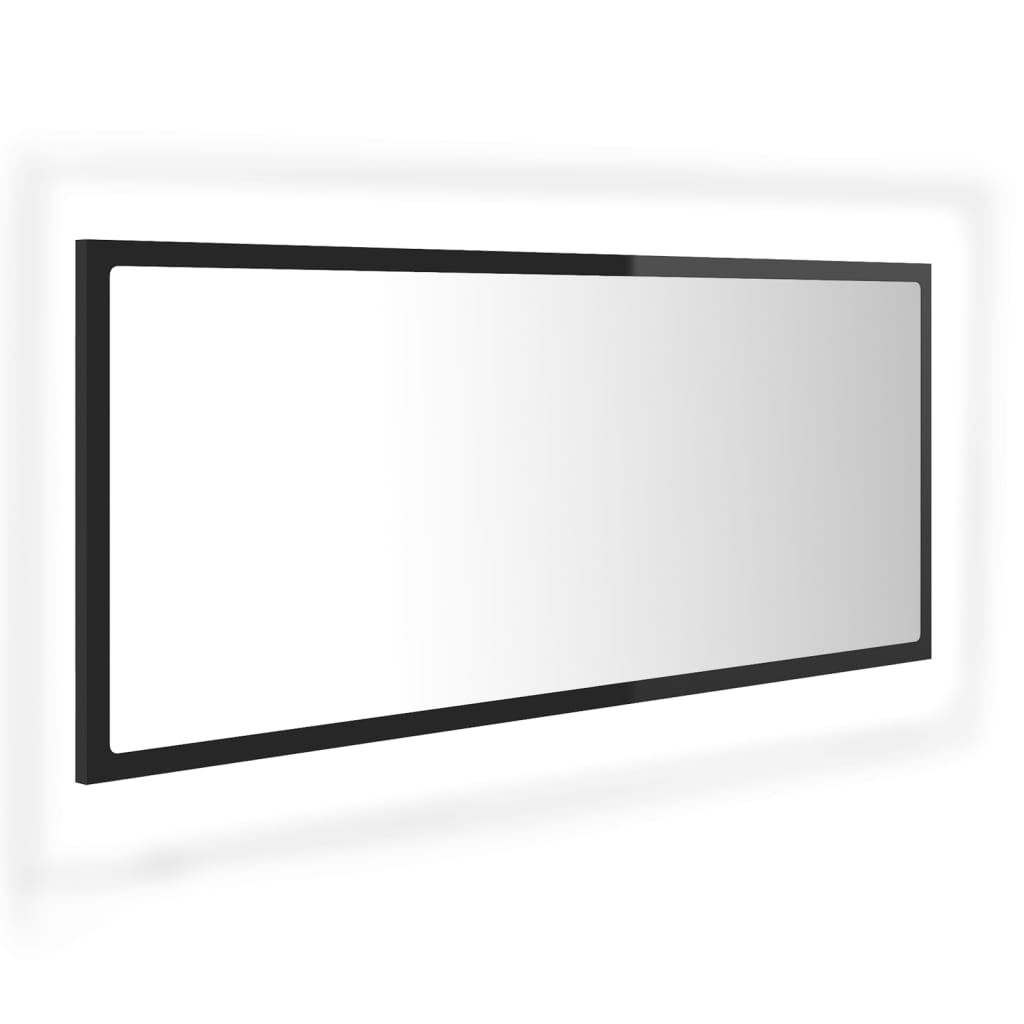 NNEVL LED Bathroom Mirror High Gloss Black 100x8.5x37 cm Chipboard-1