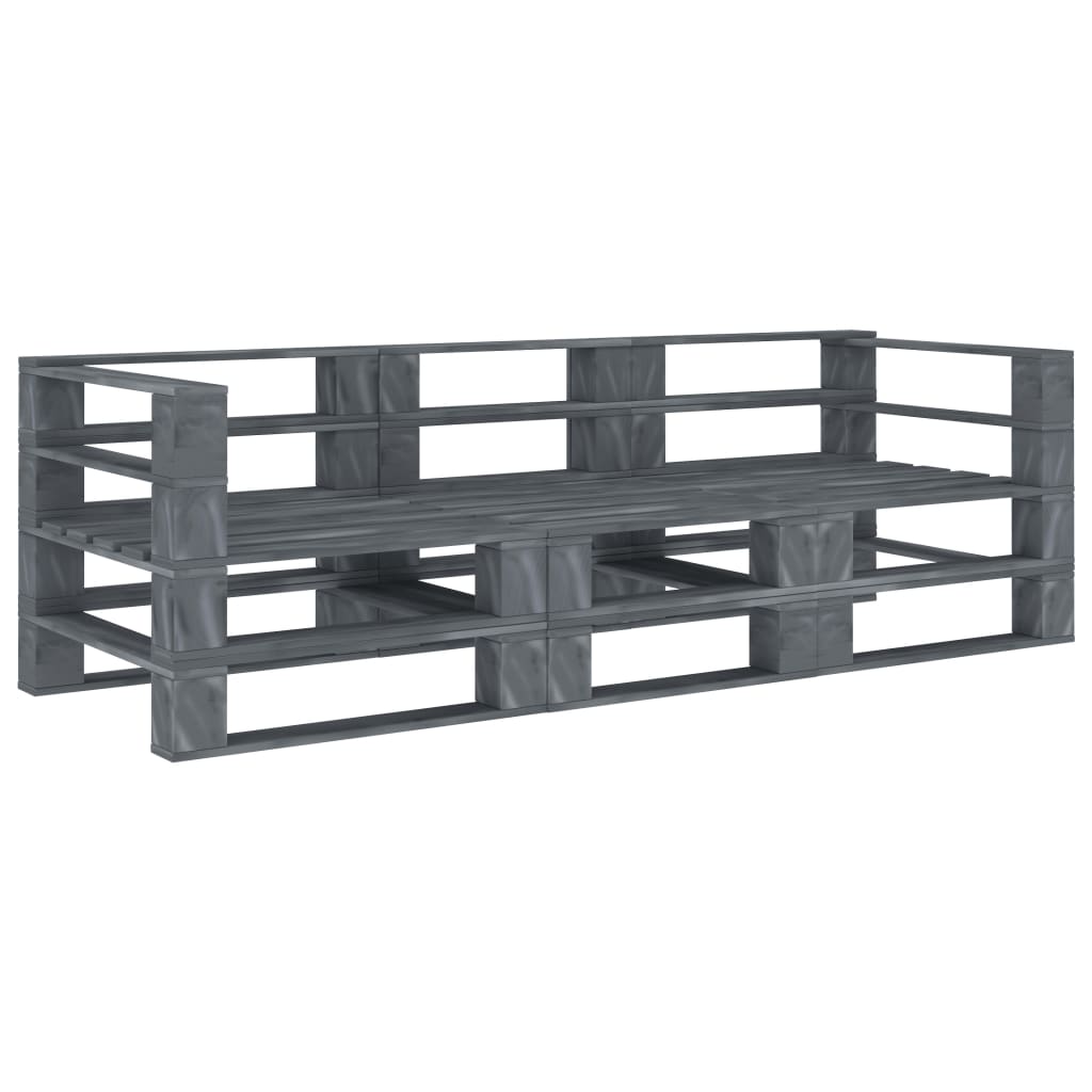 NNEVL Garden Pallet Sofa Grey 3-Seater Wood-0