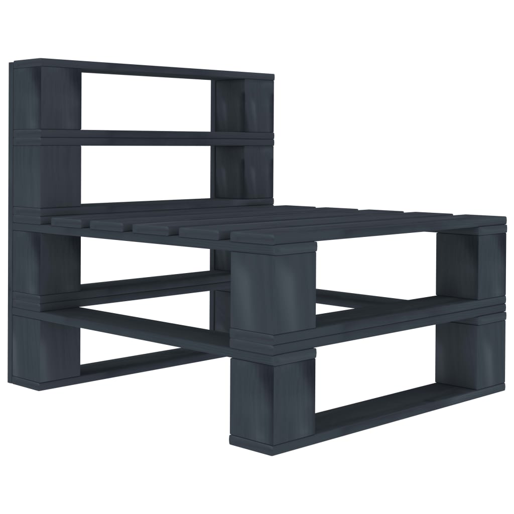 NNEVL Garden Pallet Sofa Grey 3-Seater Wood-1