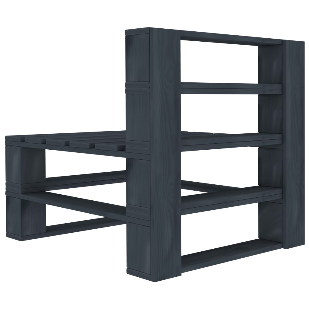 NNEVL Garden Pallet Sofa Grey 3-Seater Wood-3