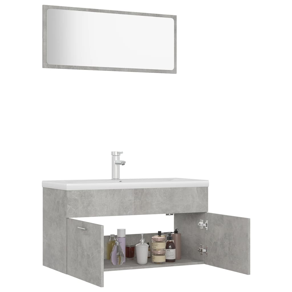NNEVL Bathroom Furniture Set Concrete Grey Chipboard-3