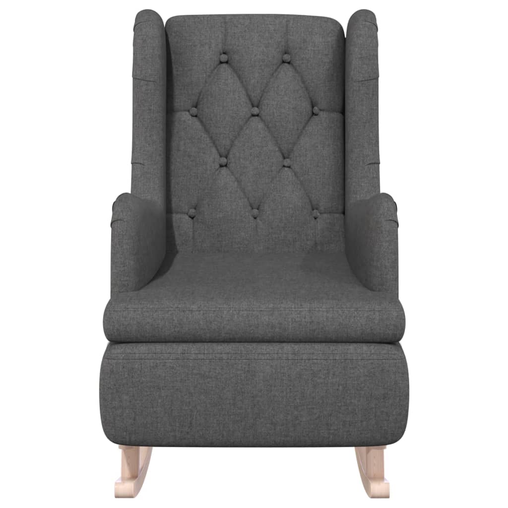 NNEVL Armchair with Solid Rubber Wood Rocking Legs Dark Grey Fabric-2