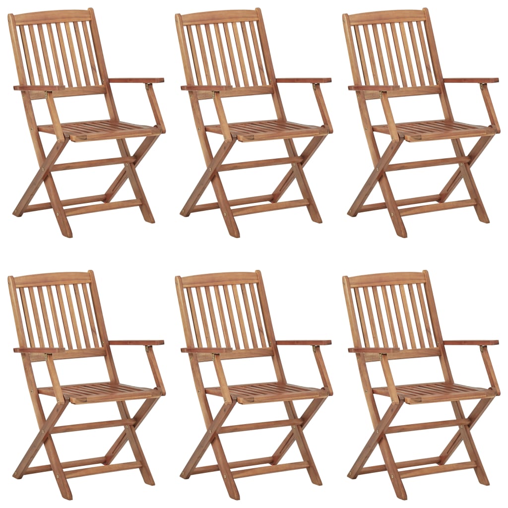NNEVL Folding Garden Chairs 6 pcs with Cushions Solid Acacia Wood-1