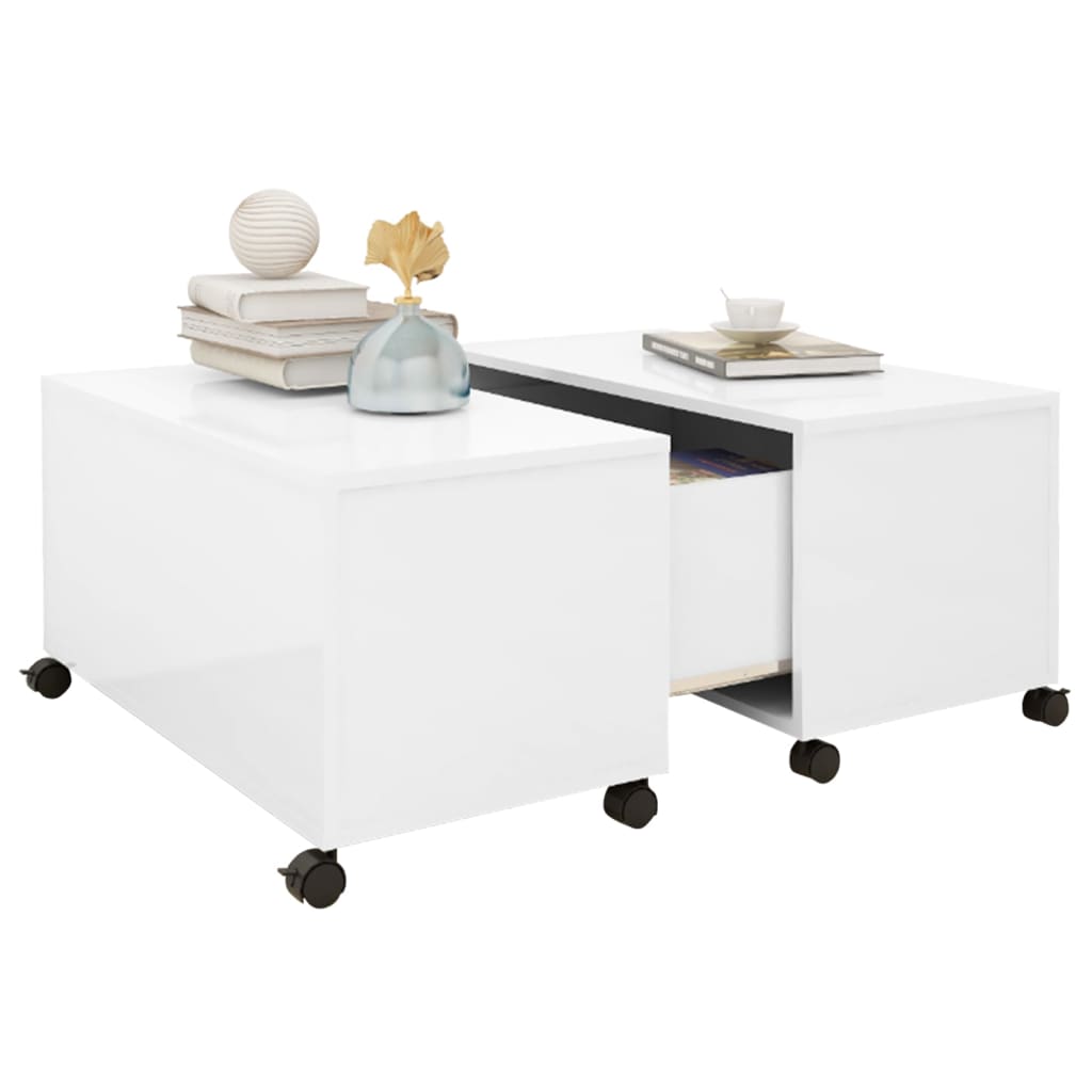 NNEVL Coffee Table High Gloss White 75x75x38 cm Chipboard-2