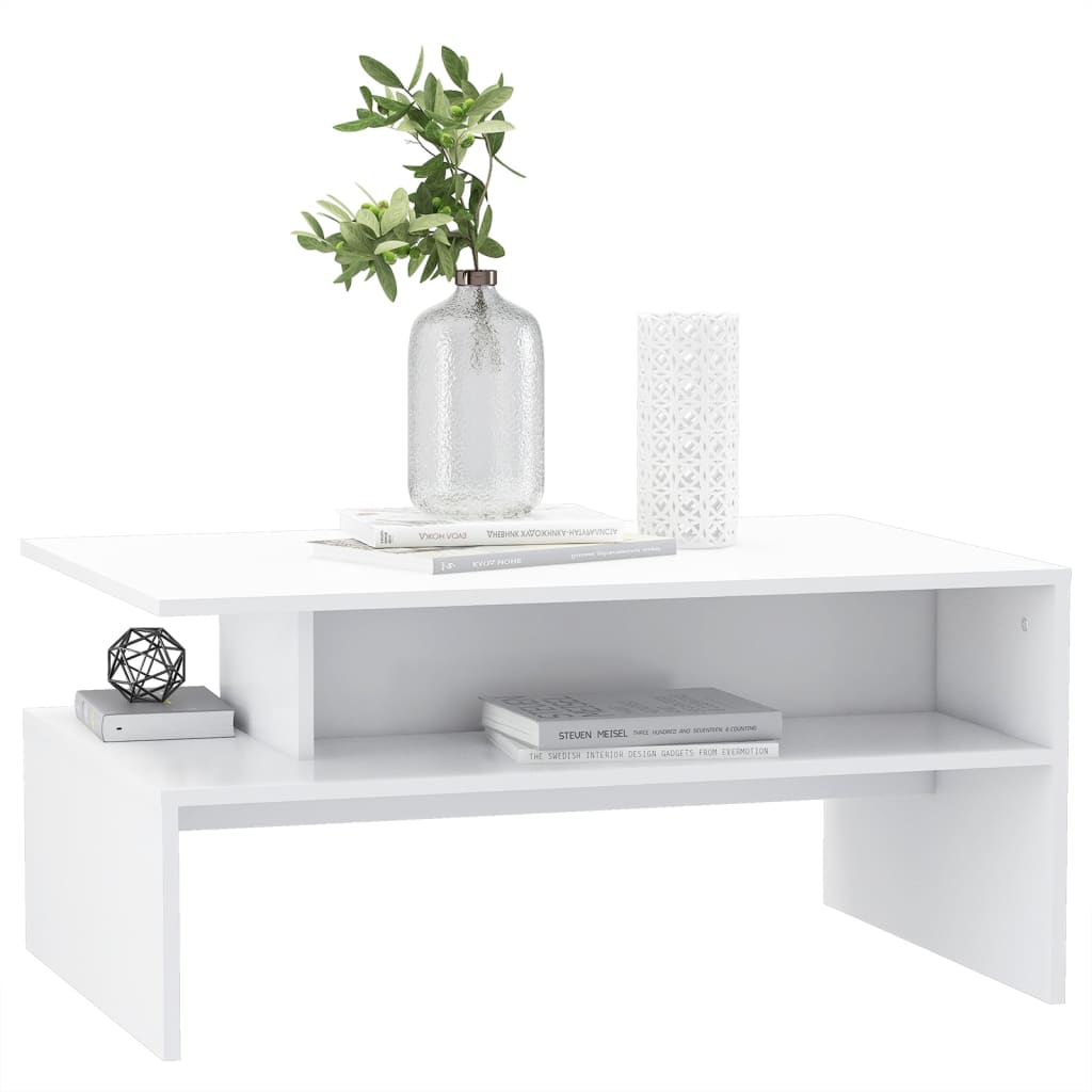 NNEVL Coffee Table White 90x60x42.5 cm Chipboard-2