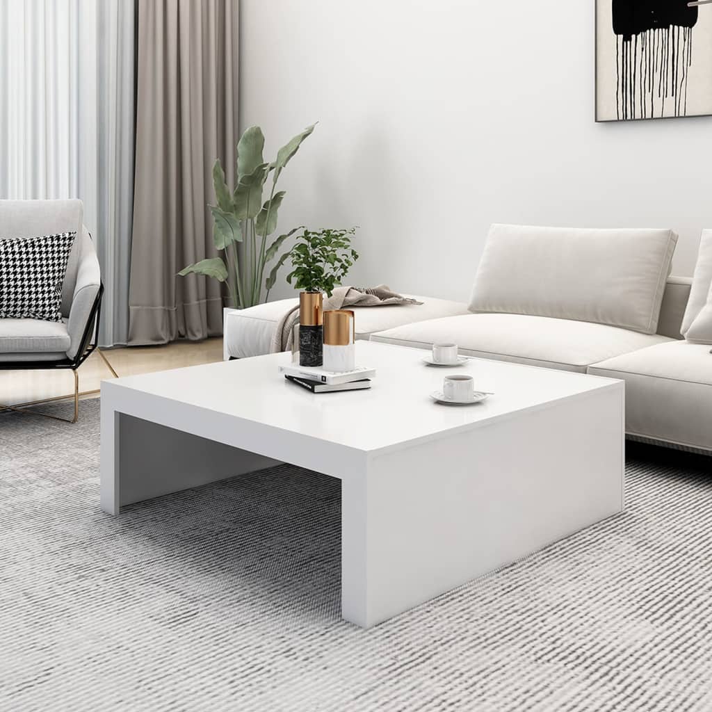 NNEVL Coffee Table White 100x100x35 cm Chipboard-2