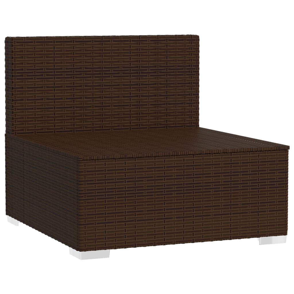 NNEVL Garden Middle Sofa with Cushions Brown Poly Rattan-2
